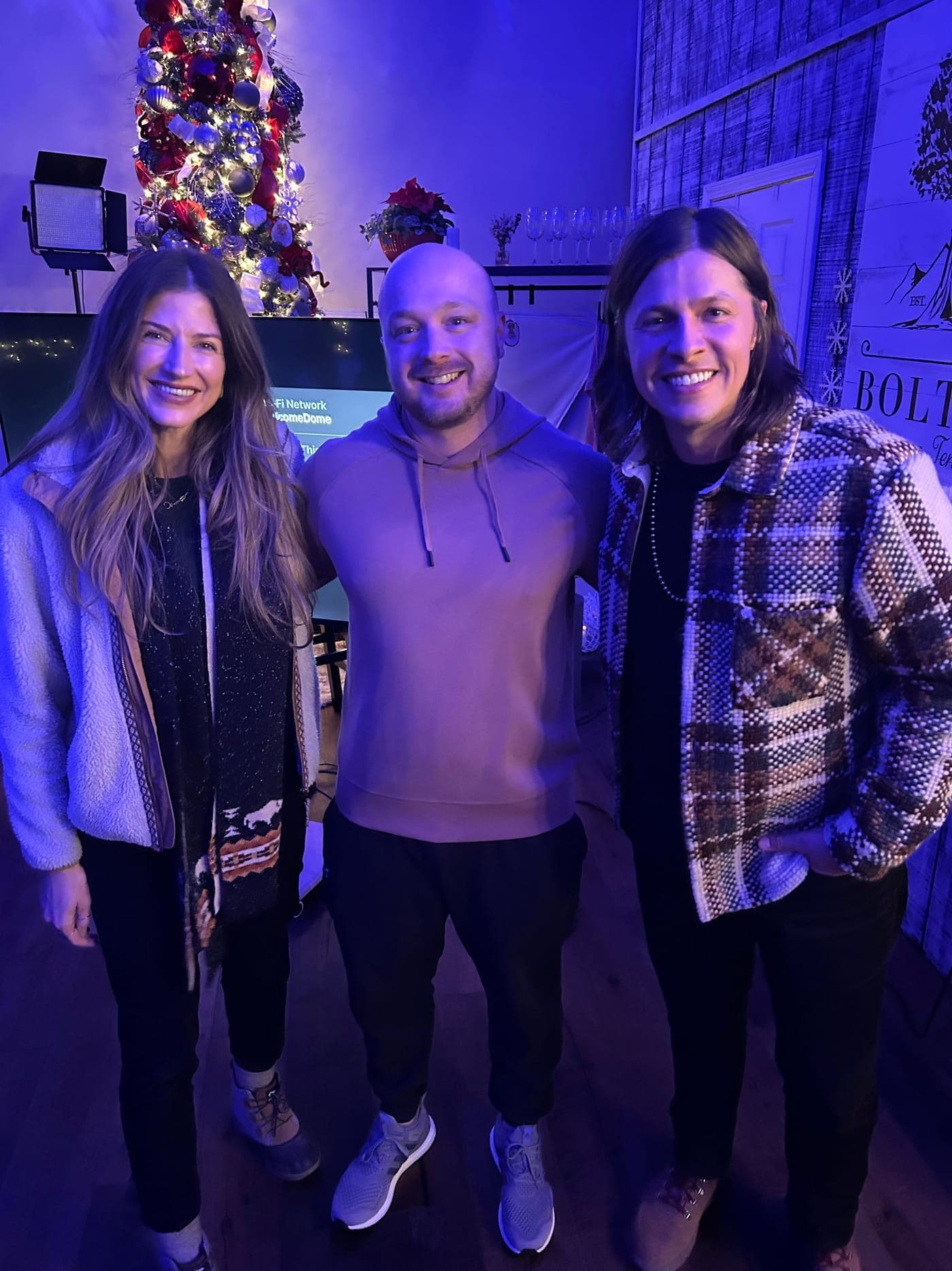 Jeremy with Seth and Tori Bolt at Bolt Farm Treehouse