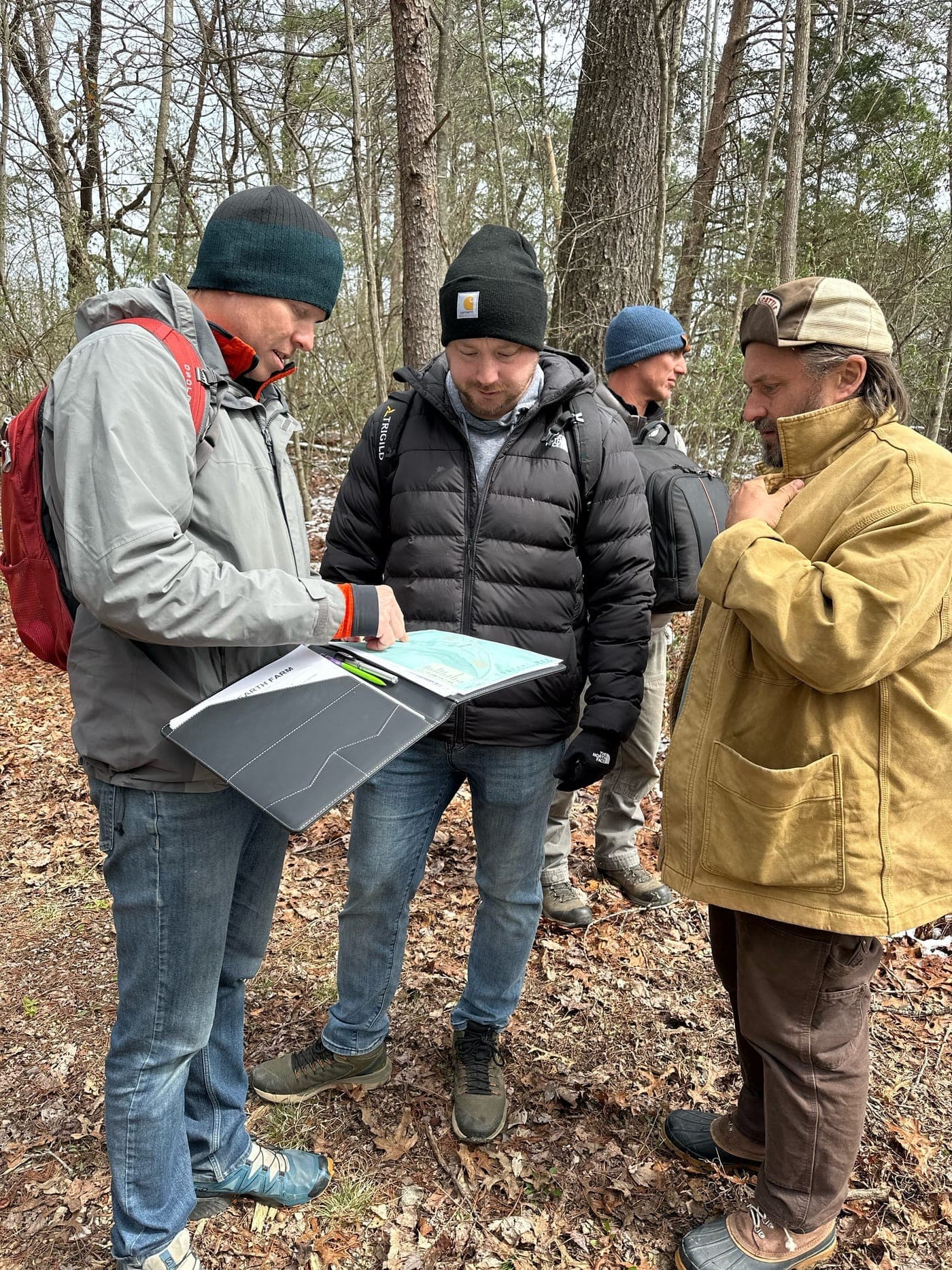 Reviewing site plans with the team on the Cavara land in Kentucky